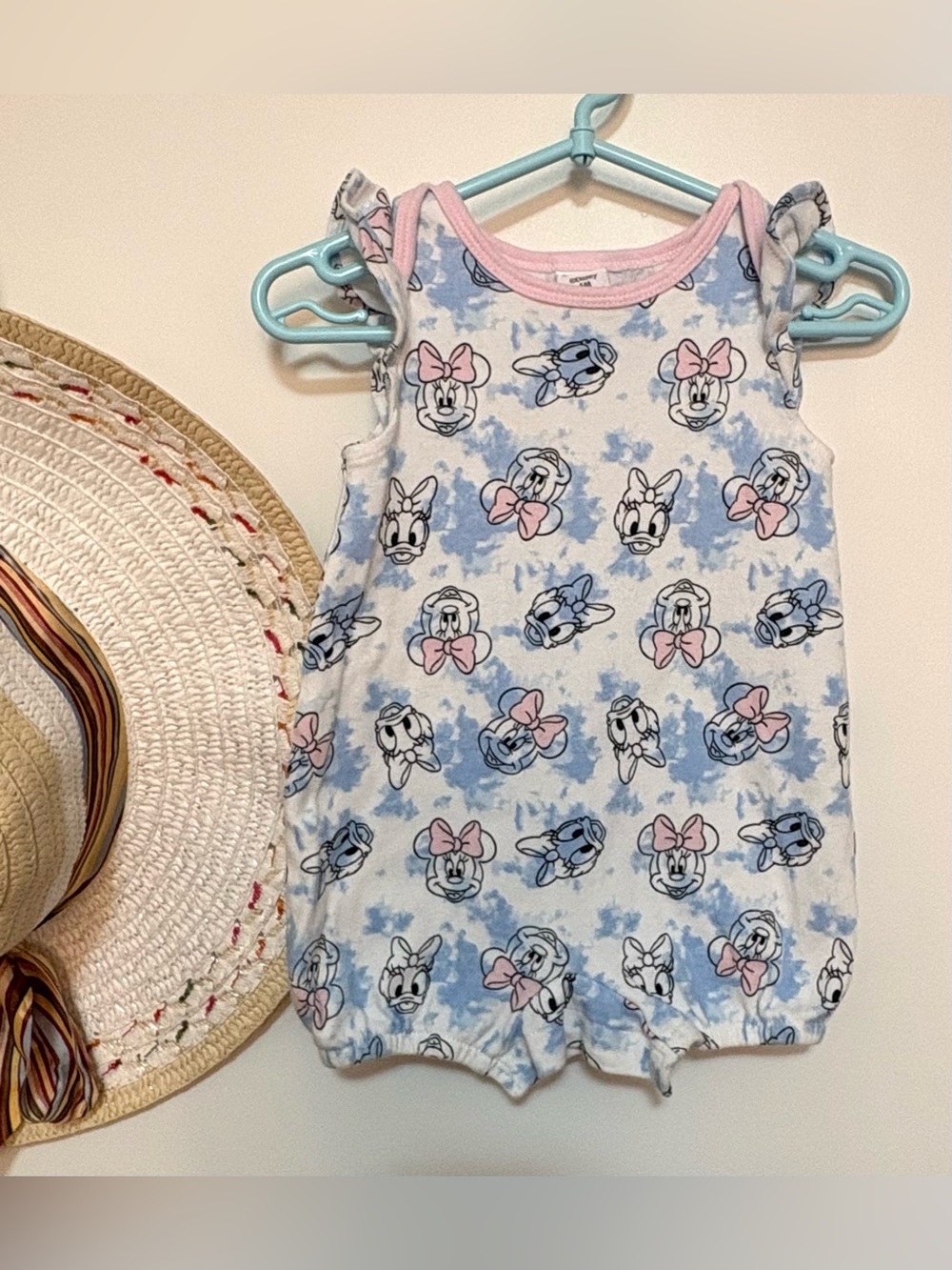 Disney Pink & Blue Minnie Mouse Sleeveless Tank Romper